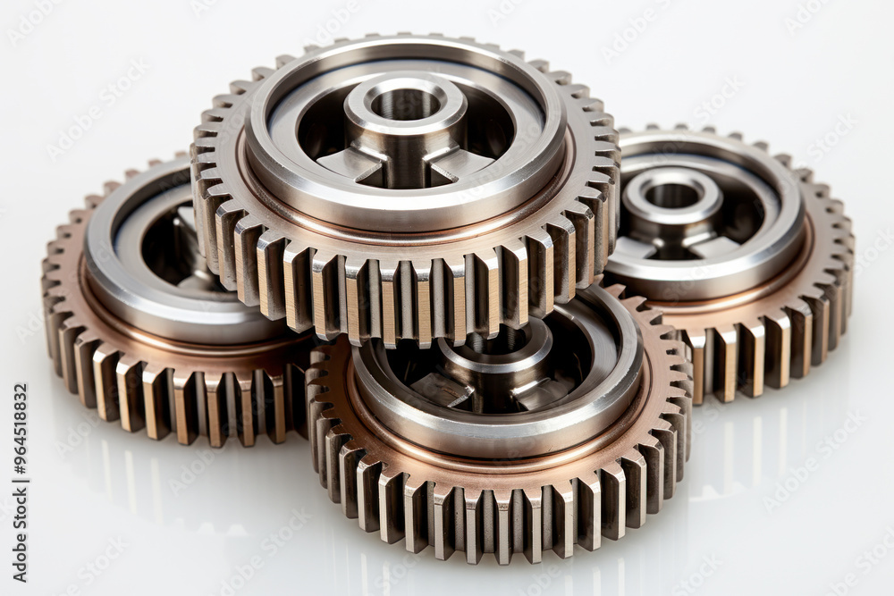 Close-up of metallic gears stacked together Close-up of metallic gears stacked together