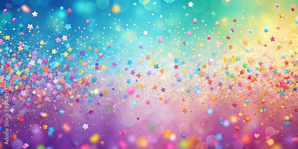 Colorful gradient background with soft pastel confetti and twinkling particles Colorful gradient background with soft pastel confetti and twinkling particles