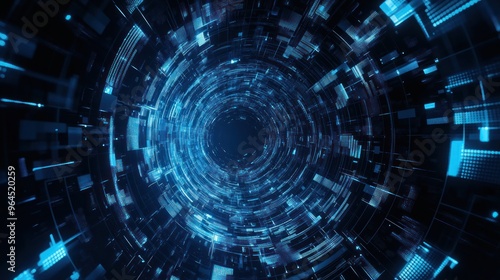 Abstract Blue Light Tunnel