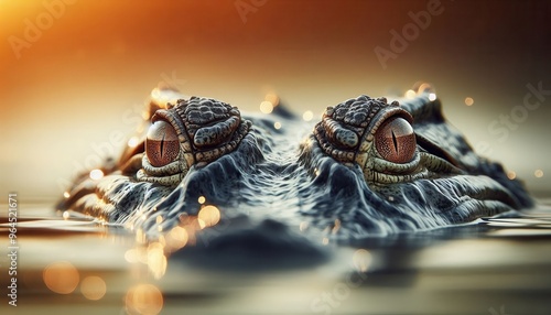 a crocodile with eyes on water