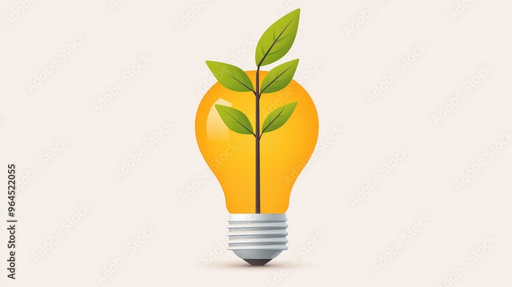 Graphic of a lightbulb with a green plant growing inside, symbolizing eco-friendly energy, innovation, and sustainability. Graphic of a lightbulb with a green plant growing inside, symbolizing eco-friendly energy, innovation, and sustainability.