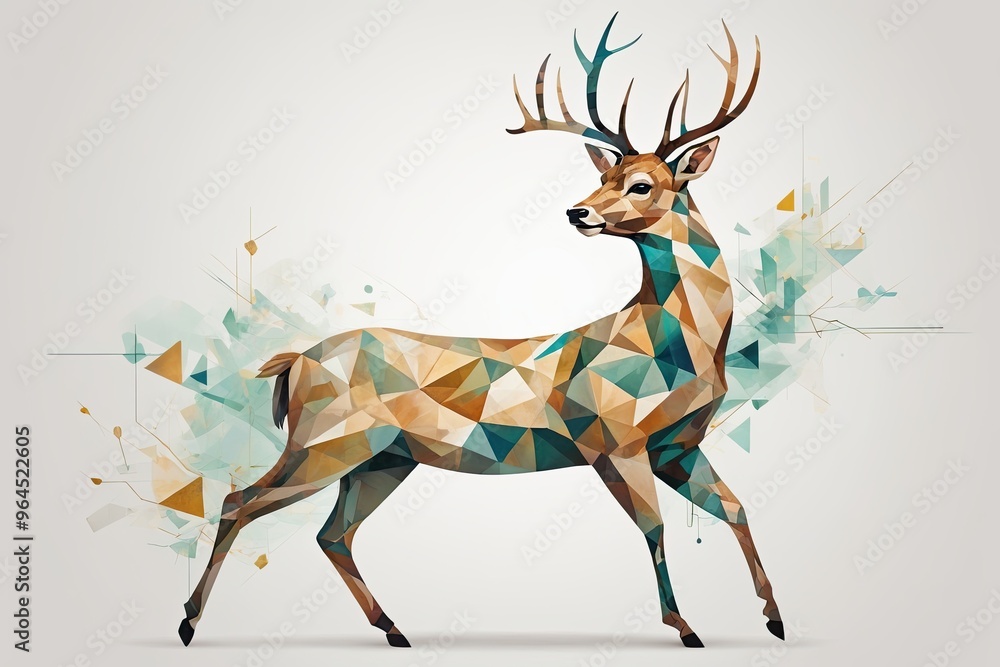 Obraz premium Abstract Deer Art: A full-body abstract illustration of a deer