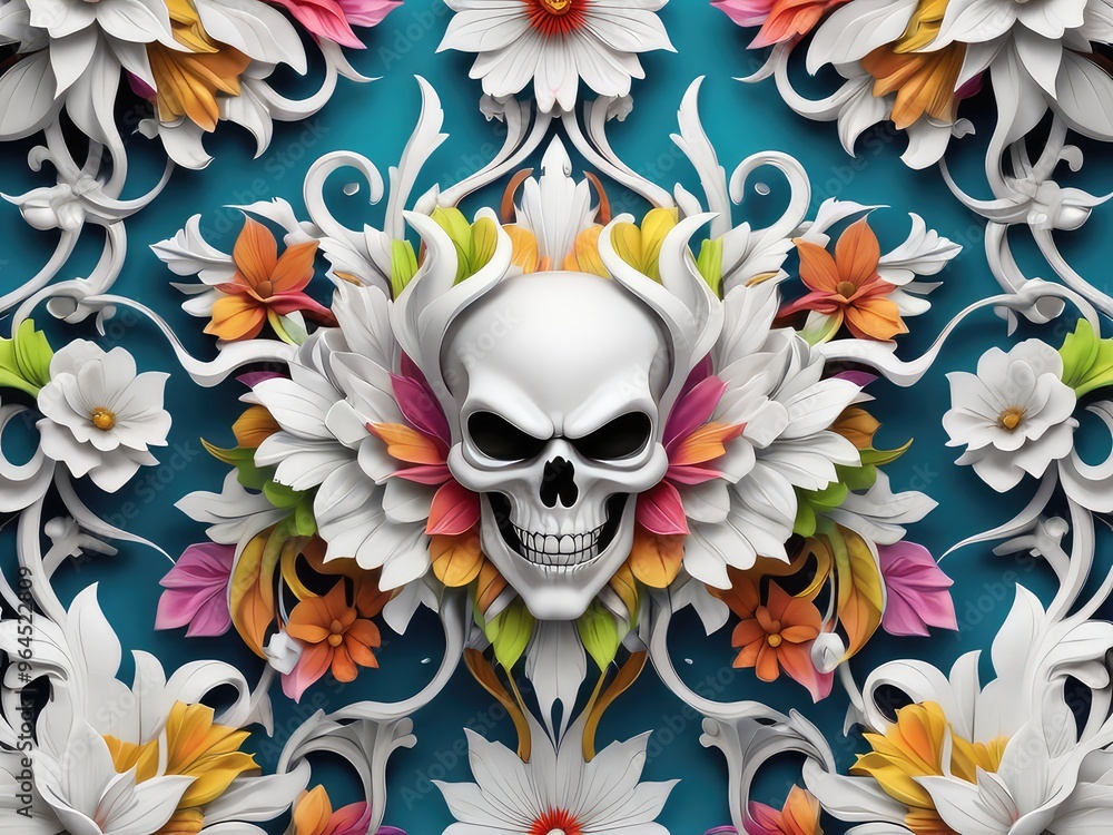 3D Halloween Mug Wrap Sublimation,Opulent Rococo skull. Skull fantasy dark. 3D Halloween Mug Wrap Sublimation,Opulent Rococo skull. Skull fantasy dark.