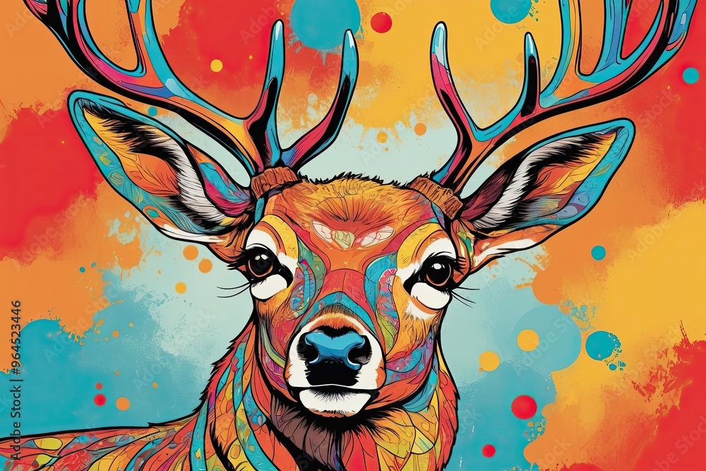 Pop Art Deer: Pop Art depiction of a deer Pop Art Deer: Pop Art depiction of a deer