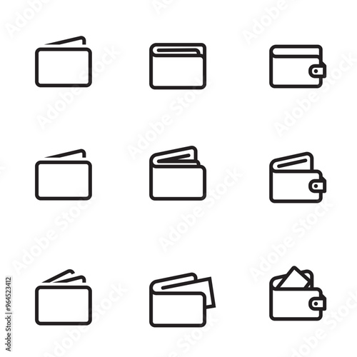 Set of digital wallet icons. Electronic money
