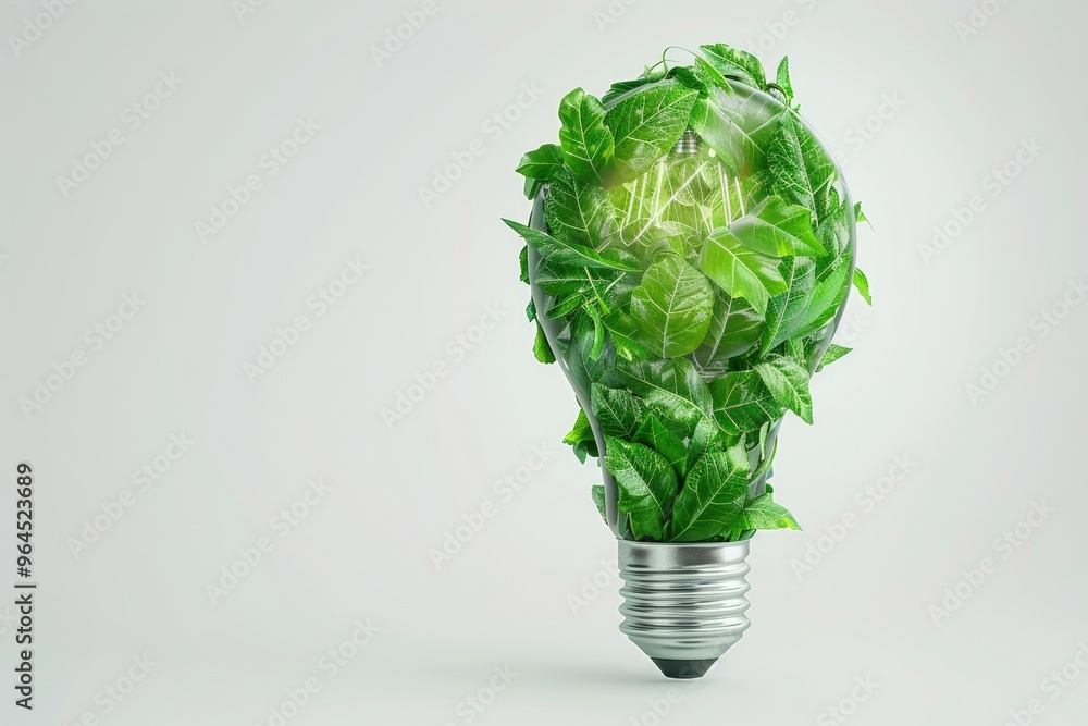 Eco Green Light Bulb with Leaves for Sustainable Design Eco Green Light Bulb with Leaves for Sustainable Design
