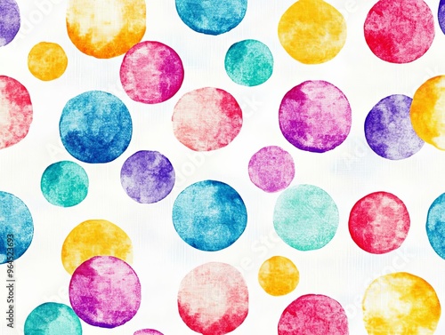 Colorful watercolor circles create a vibrant, playful pattern perfect for backgrounds, textiles, or creative designs.