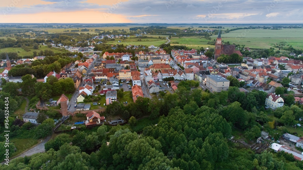 Fototapeta premium Aerial panorama of Trzebiatow, Zachodniopomorskie, Poland