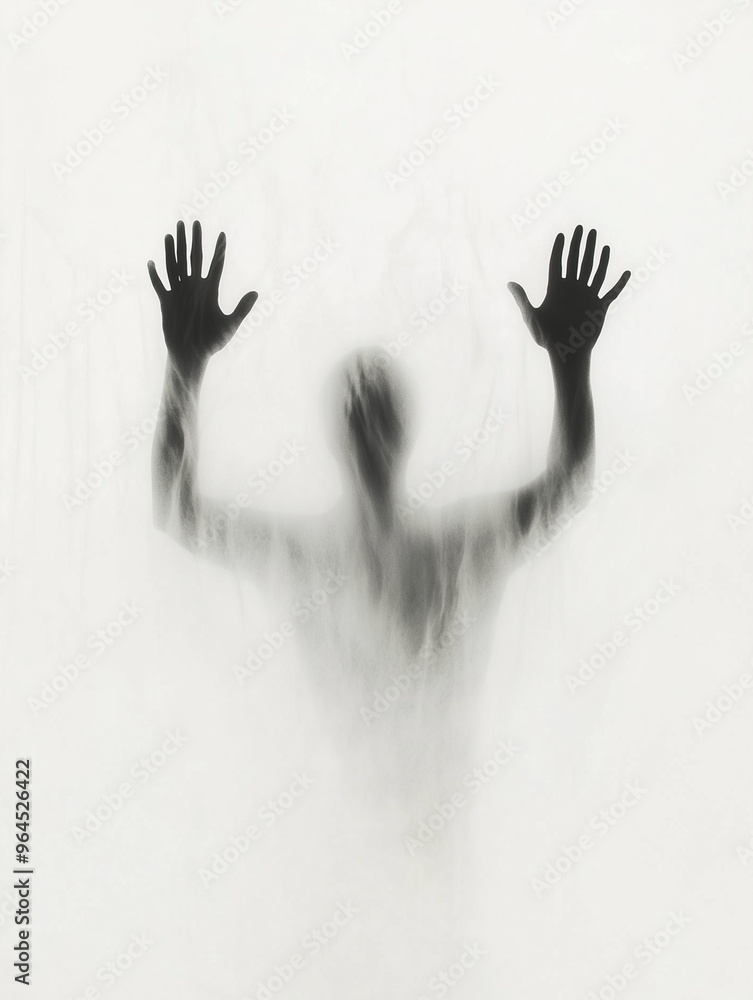 silhouette of a person behind glass with hands on the glass silhouette of a person behind glass with hands on the glass
