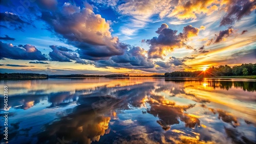 Wallpaper Mural Night clouds reflecting on a serene lake at sunset, creating a stunning and peaceful scene Torontodigital.ca