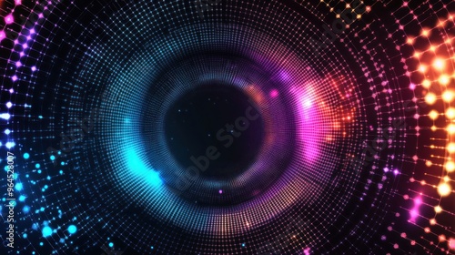 Abstract Colorful Neon Lights Tunnel