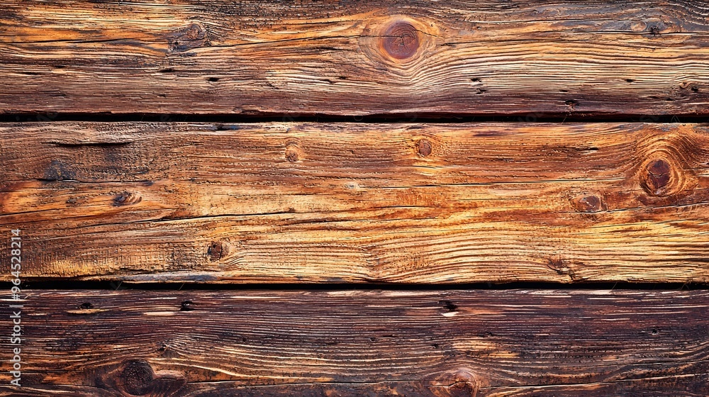 Naklejka premium Warm Rustic Wood Texture with Natural Grains and Country-style Background