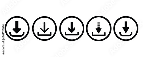 Download icon. Downloading sign. Download button. Arrow downloading icon. Download files icon. Vector illustration.