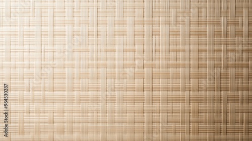A close-up of a traditional Japanese tatami mat, showcasing its intricate woven texture and subtle grid pattern. The natural straw material creates a warm and inviting ambiance, ideal for Zen-inspired