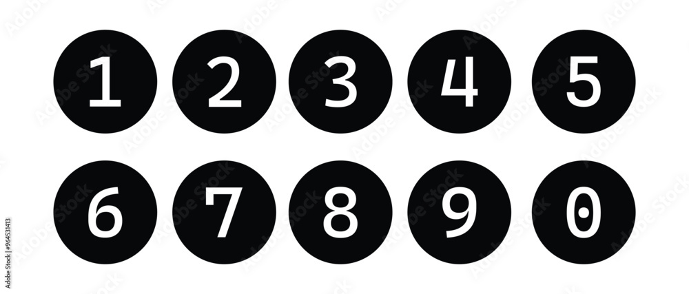 Simple circle with numbers 0 to 10 inside. Vector illustration on white background. Set of Round 1-9 Numbers Icon Vector. Simple circle with numbers 0 to 10 inside. Vector illustration on white background. Set of Round 1-9 Numbers Icon Vector.