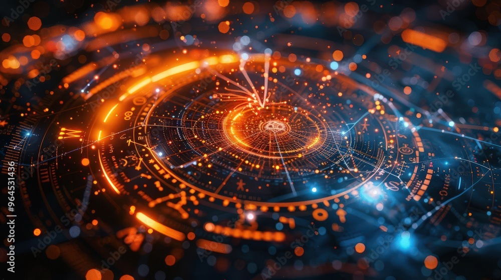 Vibrant digital abstract design featuring glowing orbs, intricate patterns, and luminous particles on a dark background. Vibrant digital abstract design featuring glowing orbs, intricate patterns, and luminous particles on a dark background.