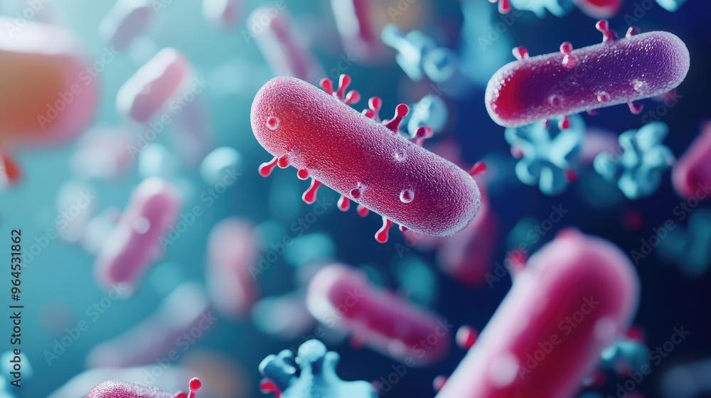 3D model of bacteria with clean background and copy space 3D model of bacteria with clean background and copy space