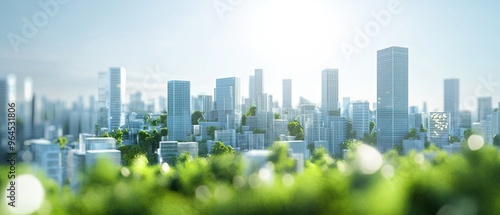 Future urban design minimal composition smart city eco-friendly architecture integrated tech cityscape 3D render