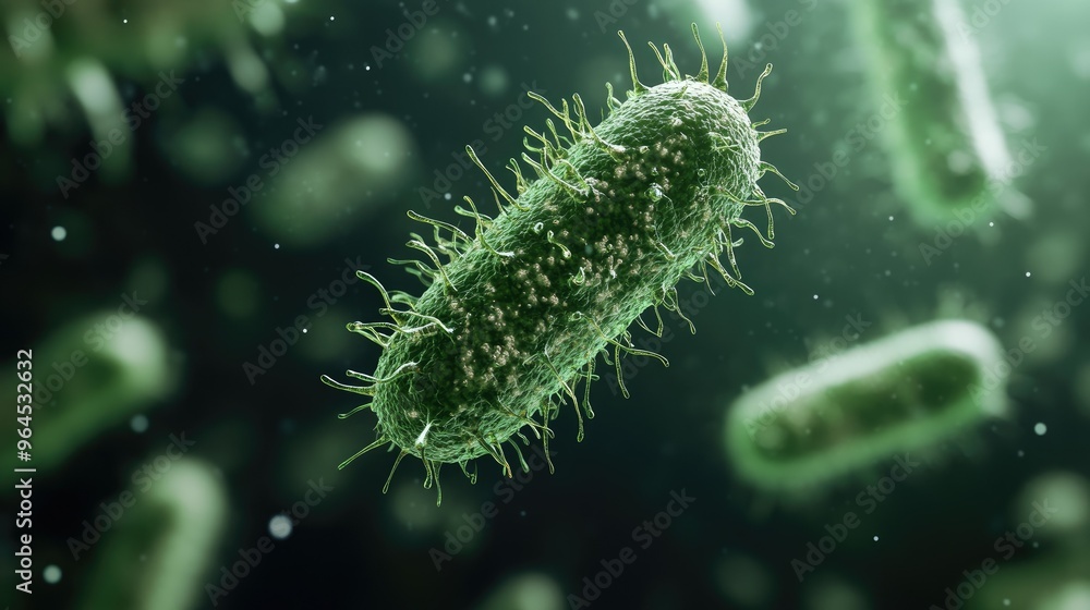 Fototapeta premium Animated germs with clear background and copy area