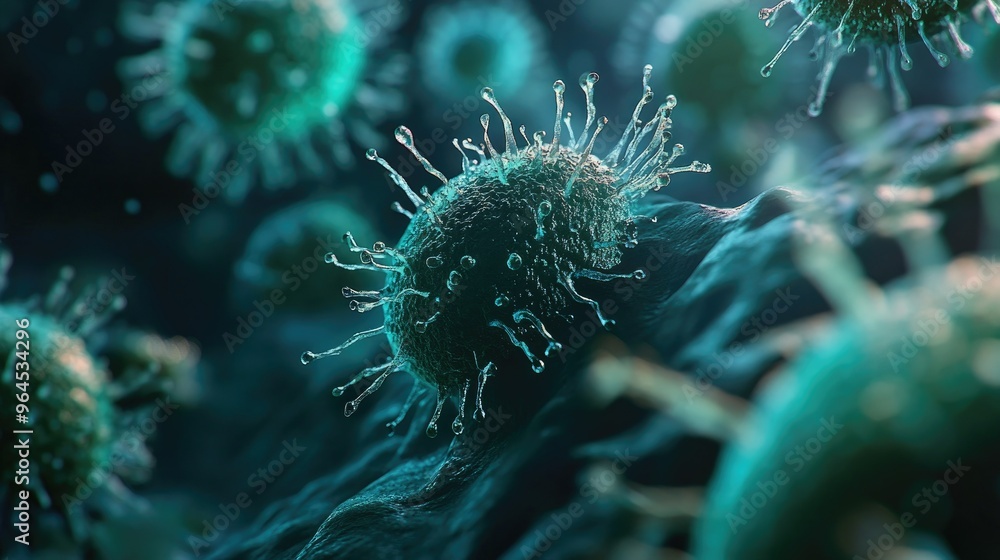 Obraz premium Close-up of germs with ample room for text