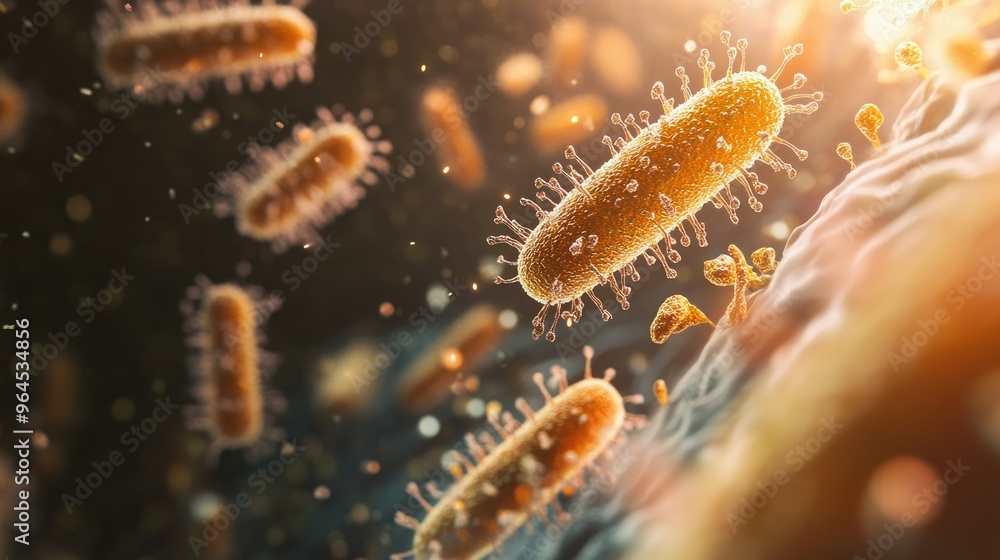 Close-up of microorganisms with ample space for a message Close-up of microorganisms with ample space for a message