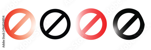 Forbidden sign empty. prohibited and ban signs. Crosser out red prohibit caution in circle. Not Allowed Sign Vector.