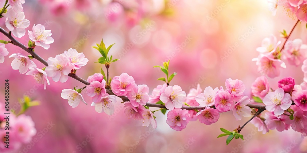 Soft pink blossoms on a tree with a pastel floral background Soft pink blossoms on a tree with a pastel floral background