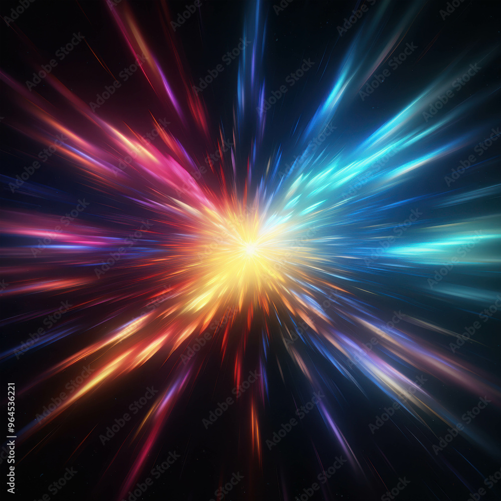Cosmic Burst: A vibrant, abstract explosion of light and color against ...
