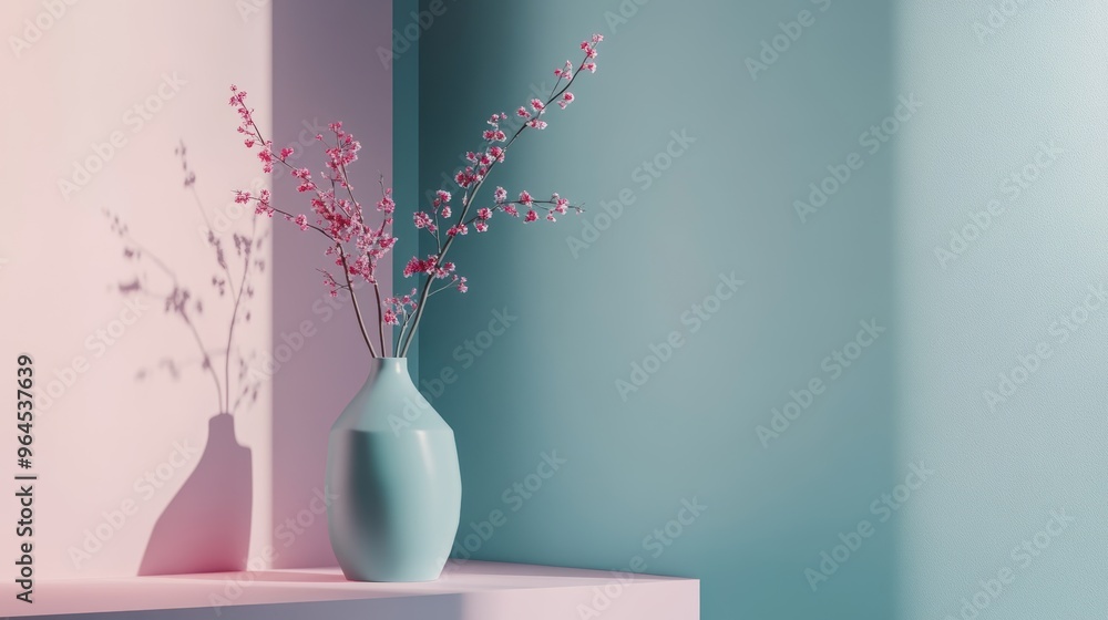 Modern Elegance: Delicate Pastel Vase with Geometric-Inspired Decor Modern Elegance: Delicate Pastel Vase with Geometric-Inspired Decor