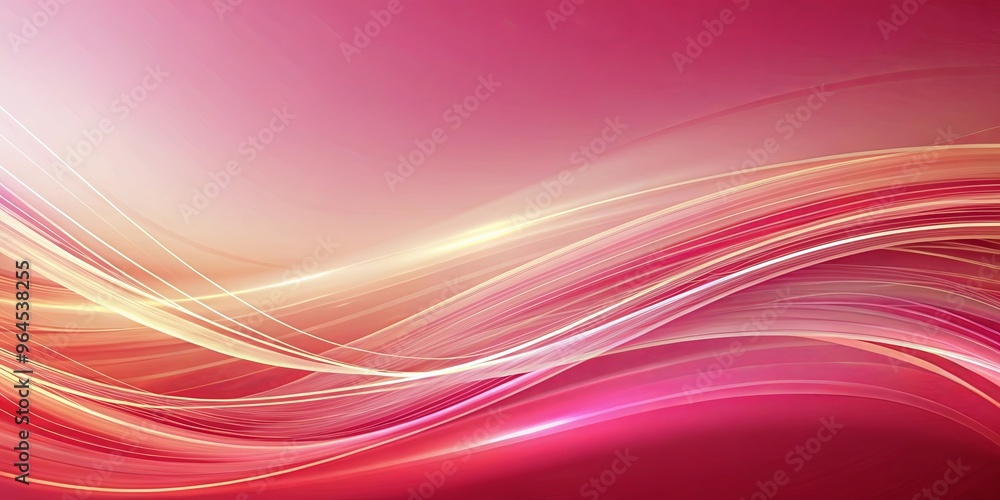 Fototapeta premium Elegant gradient wallpaper with flowing lines in light pink to crimson hues enhanced with glowing accents