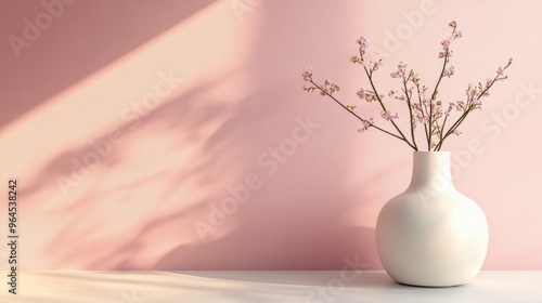 Modern Geometric Wallpaper Surrounding Delicate Pastel Vase in Stylish Home Decor Setting