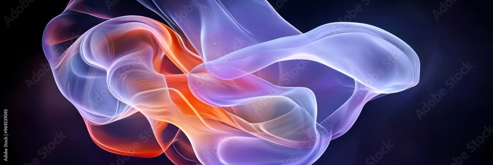 An abstract image of swirling lines in vibrant purple and red hues, symbolizing energy, movement, fluidity, and the interplay of contrasting colors.