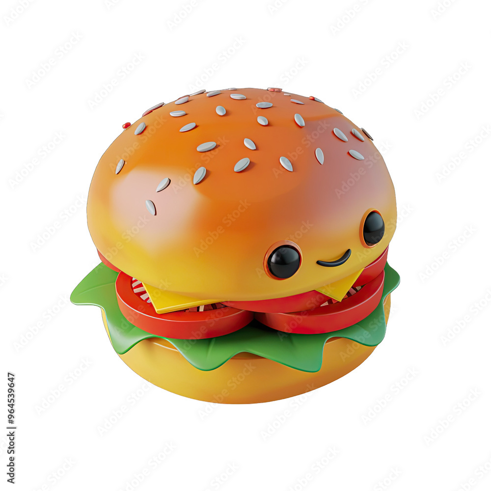 3d burger object, Hamburger, Fast food, Emoji food burger. Emotion 3d cartoon icon. 3d burger object, Hamburger, Fast food, Emoji food burger. Emotion 3d cartoon icon.