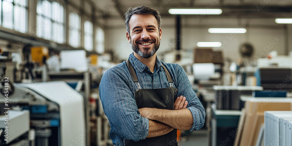 Portrait of a smiling male worker in printing industry Portrait of a smiling male worker in printing industry