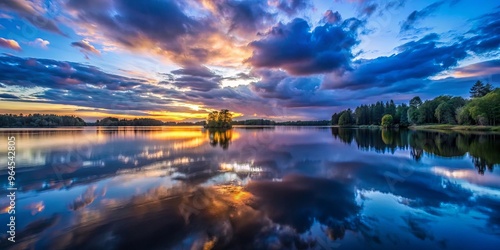 Wallpaper Mural Tranquil lake reflecting night clouds during twilight Torontodigital.ca