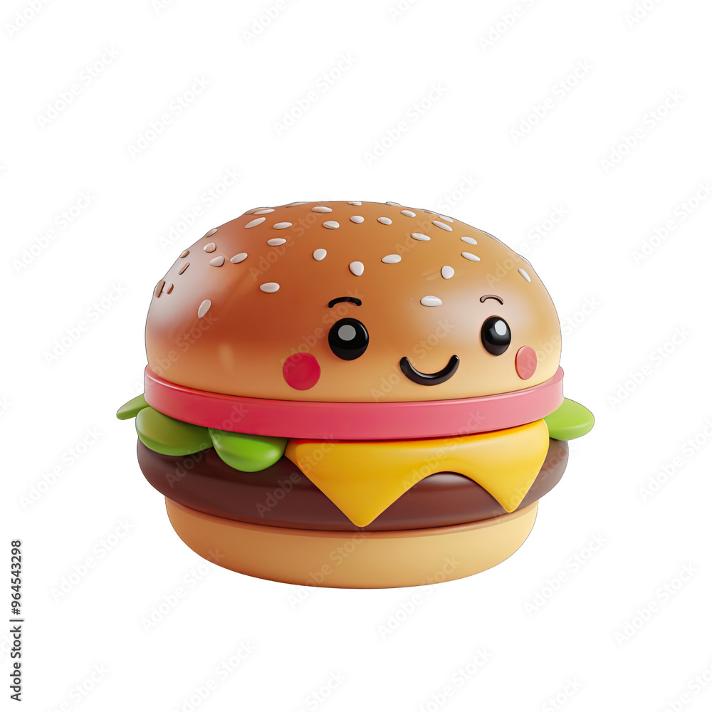 3d rendered burger object, Hamburger, Fast food, Emoji food burger. Emotion 3d cartoon icon. 3d rendered burger object, Hamburger, Fast food, Emoji food burger. Emotion 3d cartoon icon.