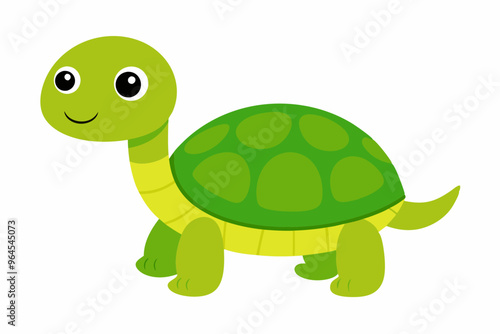 A cute cartoon turtle on white background vector art illustration