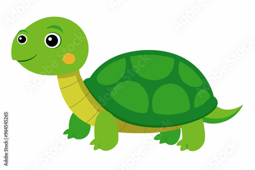 A cute cartoon turtle on white background vector art illustration