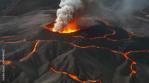 Aerial view of volcanic eruption,footage,4k photo