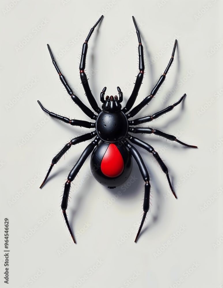 Redback spider latrodectus hasselti on white background
