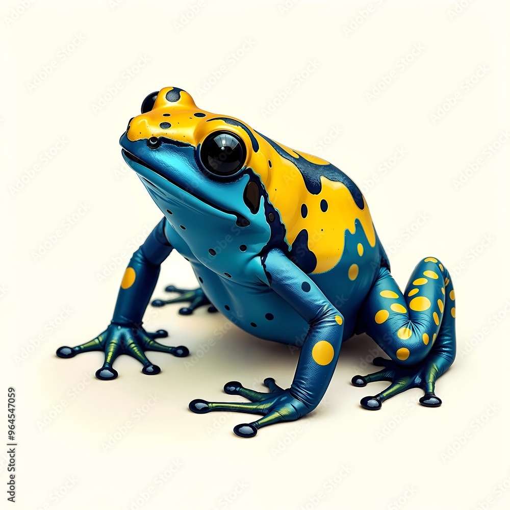 Dyeing Poison Dart Frog Dendrobates tinctorius in Blue and Yellow Dyeing Poison Dart Frog Dendrobates tinctorius in Blue and Yellow