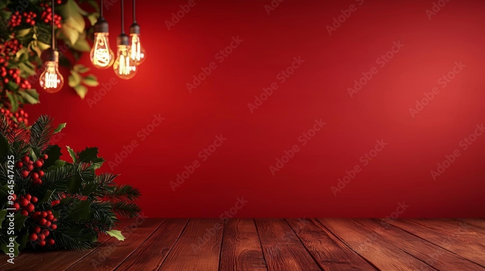 A red sale sign with lightbulbs, set against a rich red wall with wooden flooring for a striking visual effect A red sale sign with lightbulbs, set against a rich red wall with wooden flooring for a striking visual effect
