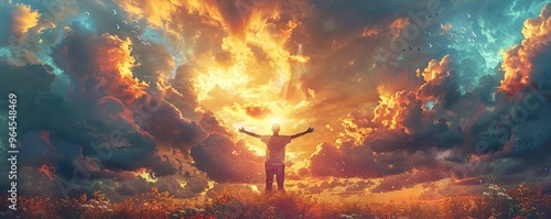 A person conquering a fear, with a triumphant smile and arms raised in victory.