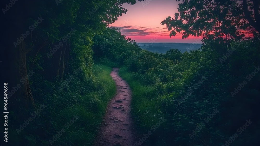 Neon Trail Adventure, a vibrant hiking path illuminated by colorful neon lights Neon Trail Adventure, a vibrant hiking path illuminated by colorful neon lights