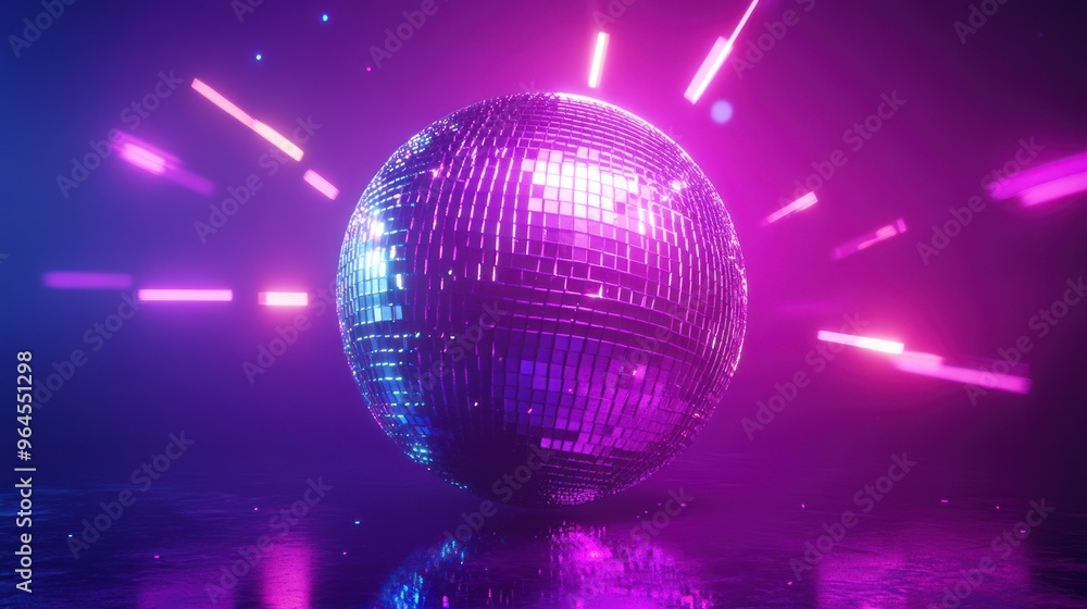 Fototapeta premium Disco Ball in Neon Lights