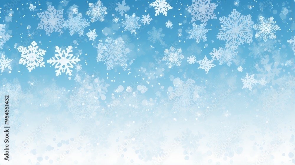 A serene winter background featuring various snowflakes against a gradient blue backdrop, ideal for seasonal designs. A serene winter background featuring various snowflakes against a gradient blue backdrop, ideal for seasonal designs.