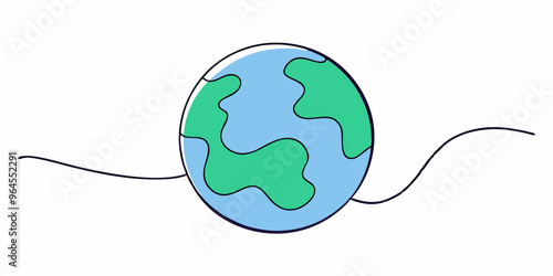  A simple, minimalist illustration of the Earth, perfect for representing the planet in a modern and stylish way. This line art design is ideal for use in presentations, websites.