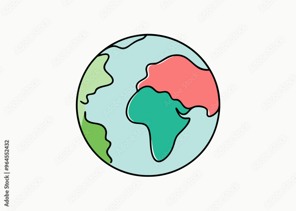 A simple and colorful illustration of the Earth, perfect for representing our planet in a friendly and approachable way. Use this vector graphic for environmental projects, educational materials. A simple and colorful illustration of the Earth, perfect for representing our planet in a friendly and approachable way. Use this vector graphic for environmental projects, educational materials.
