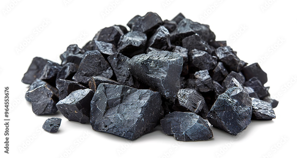 Close up of a pile of dark gray gravel or small rocks isolated on a white background. Close up of a pile of dark gray gravel or small rocks isolated on a white background.