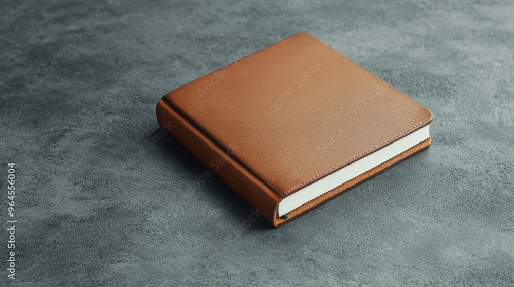 Personalized leather-bound journal with name embossing, elegant stationery, 3D illustration